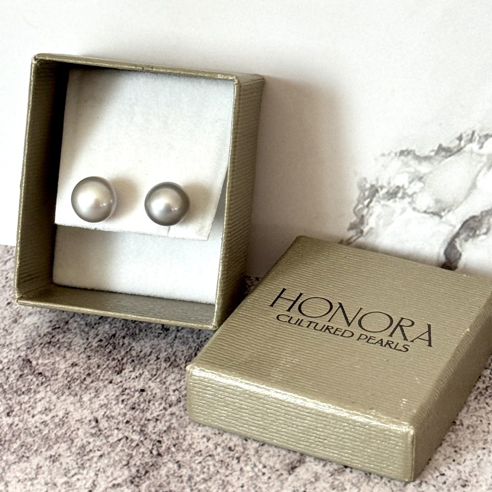 Honora Silver Cultured Pearl Earrings Unworn in Box